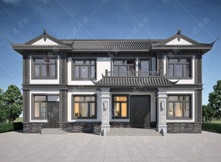 16米x9米兩層自建房設計圖紙，新中式傳承經典